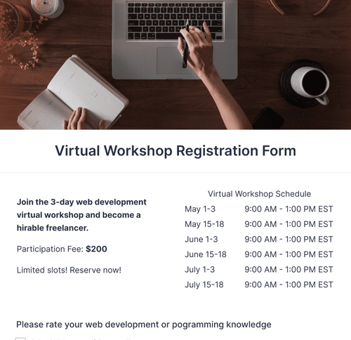 Form Templates: Virtual Workshop Registration Form