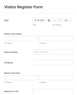 Visitor Register Form Template | Jotform