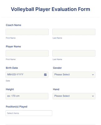 Volleyball Player Evaluation Form Template | Jotform