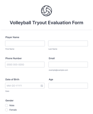 Volleyball Tryout Evaluation Form Template | Jotform