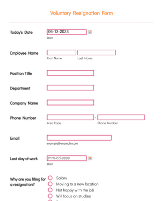 Voluntary Resignation Form Template | Jotform