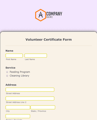 Form Templates: Volunteer Certificate Form