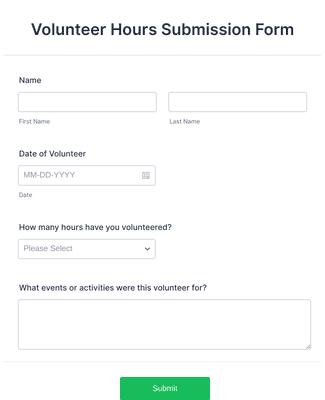 Form Templates: Volunteer Hours Submission Form