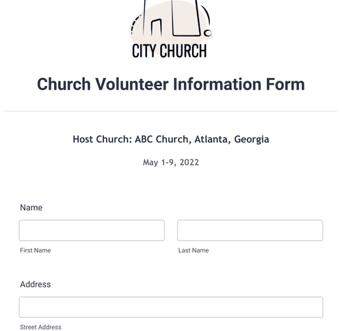 Church Volunteer Information Form Template | Jotform