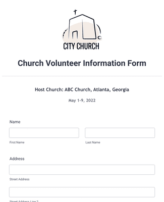 Form Templates: Church Volunteer Information Form