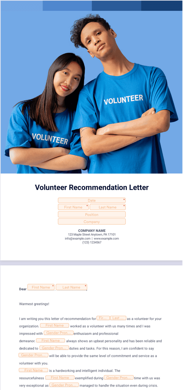 PDF Templates: Volunteer Recommendation Letter