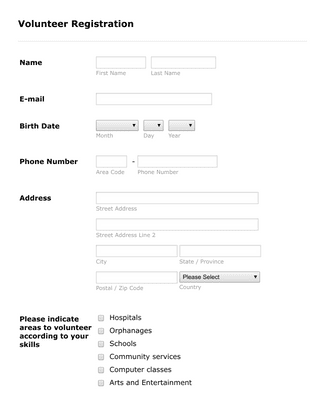 Project-Based Volunteer Form Template | Jotform