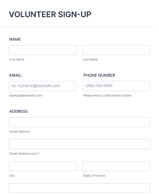 Form Templates: Volunteer Signup Form