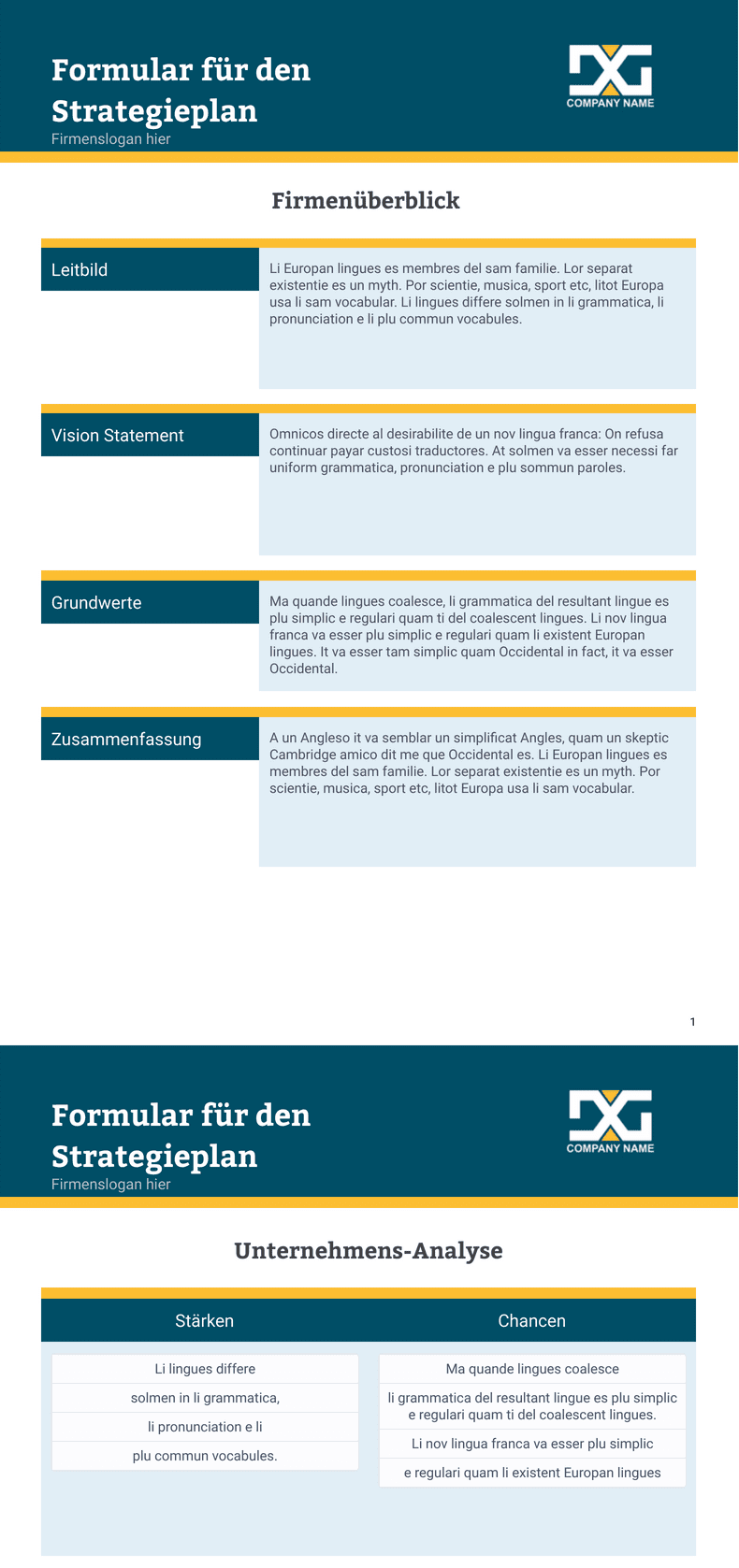 PDF Templates: Vorlage für ein Formular für den Strategieplan