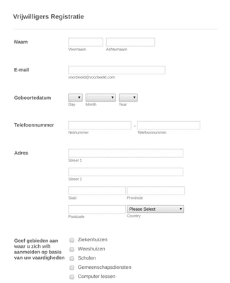 Form Templates: Vrijwilligers Registratieformulier