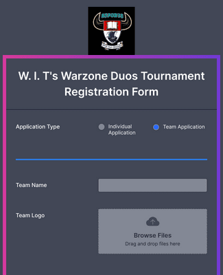 Form Templates: W I T's Warzone Duos Tournament Registration Form