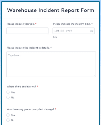 Warehouse Incident Report Form Template | Jotform