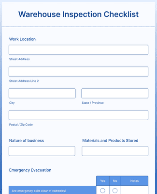 Form Templates: Warehouse Inspection Checklist