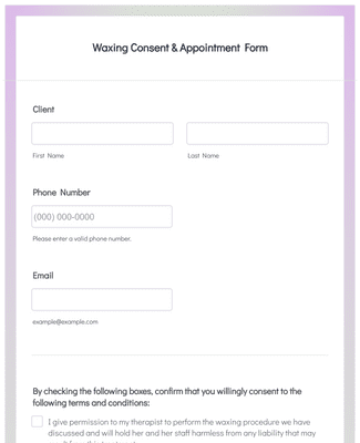 Form Templates: Waxing Consent & Appointment Form