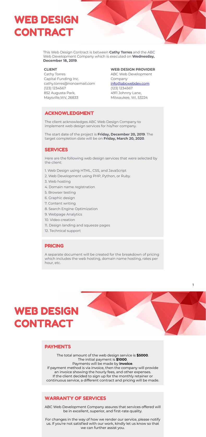 Web Design Contract Template PDF Templates Jotform