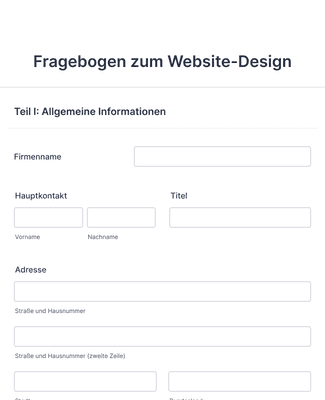 Form Templates: Fragebogen zum Website Design