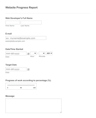 Web Development Progress Report Form Template | Jotform
