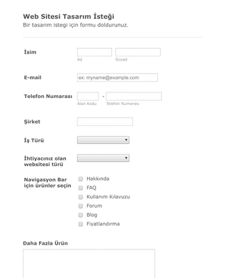 Form Templates: Web Sitesi Tasarım Formu