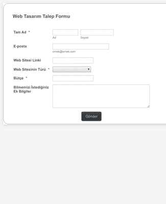 Web Tasarımı Talep Formu
