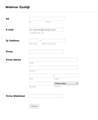 Form Templates: Webinar Kayıt Formu