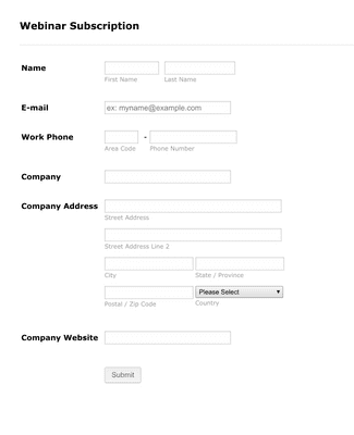 Form Templates: Webinar Sign up Form