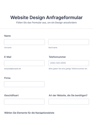 Form Templates: Website Design Anfrageformular