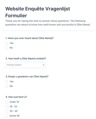Website Enquête Vragenlijst Formulier
