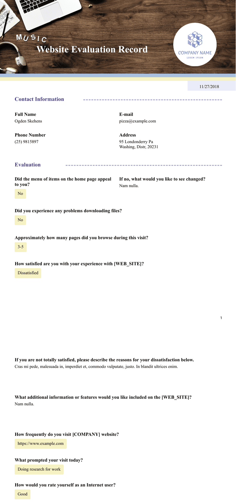 Website Evaluation Template PDF Templates Jotform