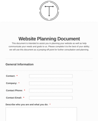 Form Templates: Website Planning Form