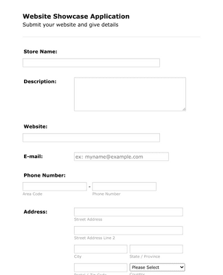 Website Showcase Application Form Template | Jotform