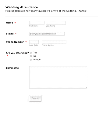 Form Templates: Wedding Appearance Form