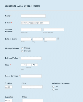 Wedding Cake Order Form Template | Jotform