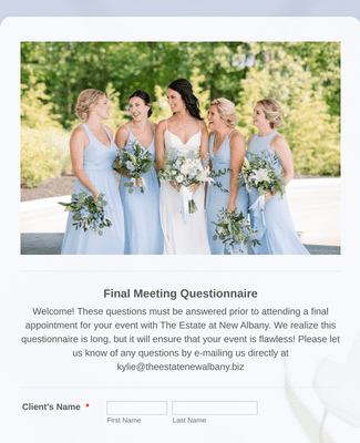 Form Templates: Wedding Final Meeting Questionnaire