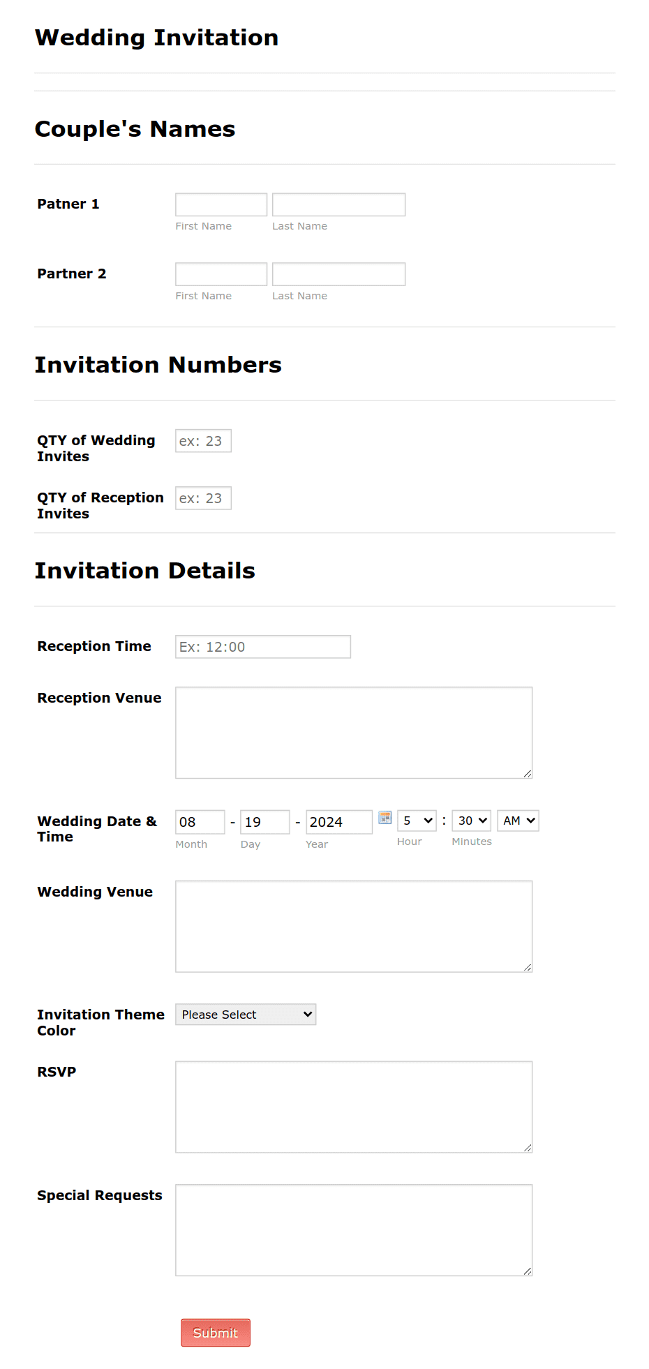 Template wedding-invitation-form