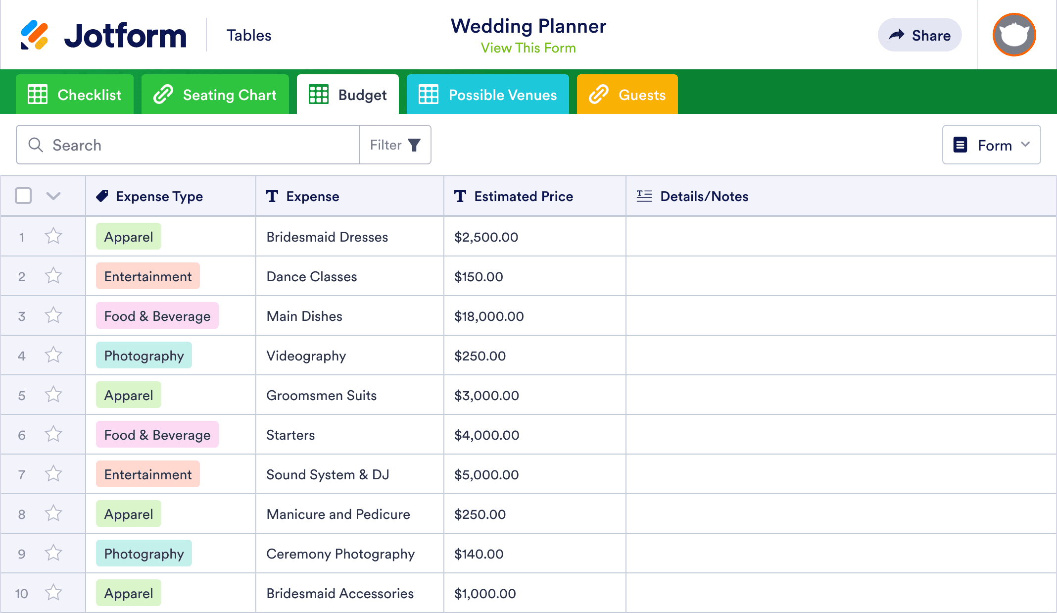 Wedding Planner Template