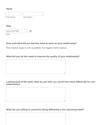 Form Templates: Weekly Relationship Check in
