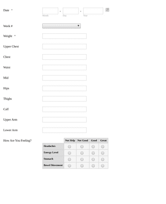 Form Templates: Weight and Measurement Tracking