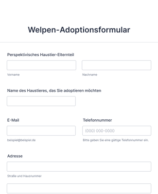 Form Templates: Welpen Adoptionsformular