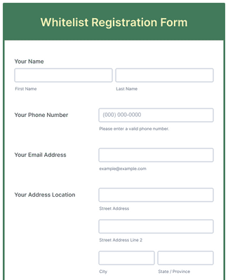 Whitelist Registration Form Template | Jotform