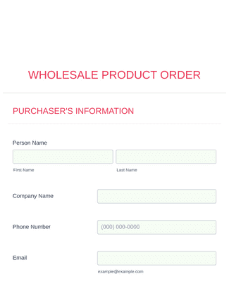 Wholesale Product Order Form
