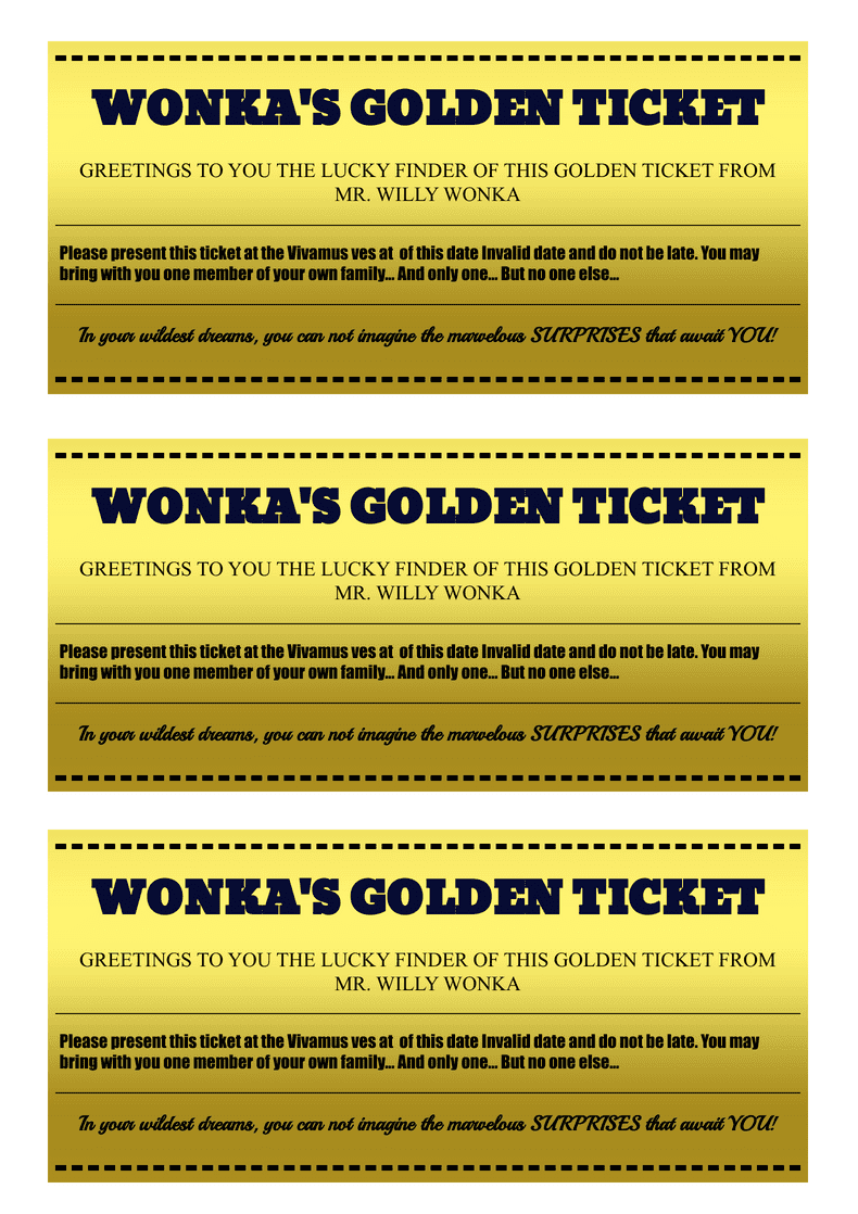 FREE Willy Wonka Golden Ticket Template Printable Role Play Lupon gov ph