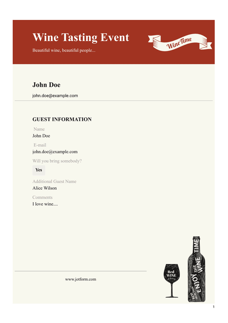 Wine Tasting Invitation Template - PDF Templates | Jotform