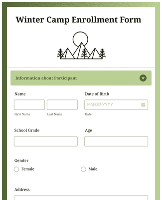 Winter Camp Enrollment Form