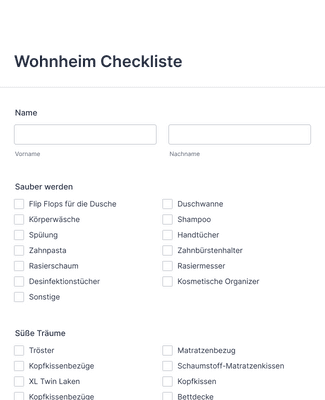 Form Templates: Wohnheim Checkliste