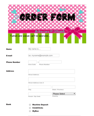 Women's Fashion Order Form