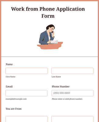 Work from Phone Application Form Template | Jotform