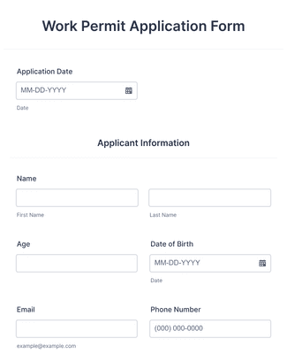 Form Templates: Work Permit Application Form