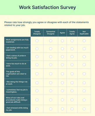 Work Satisfaction Survey Form Template | Jotform