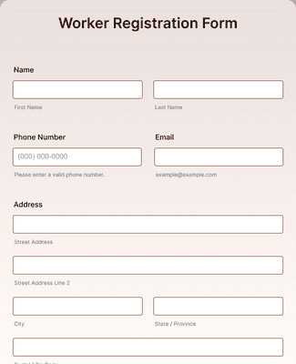 Worker Registration Form Template | Jotform