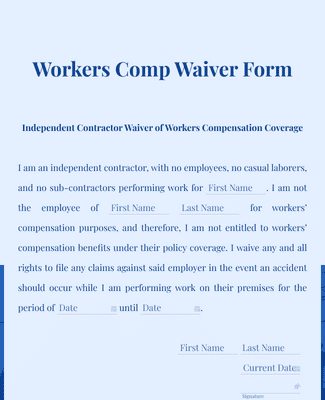 Workers Comp Waiver Form